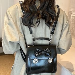 Backpack Bow Faux Flap Leather