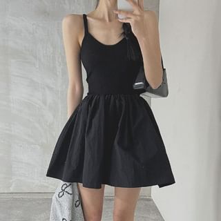 Thin Strap Solid A-Line Mini Dress