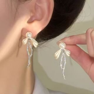 Drop Earring Rhinestone Bow