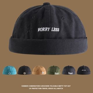 Letter Brimless Embroidered Cap