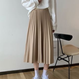 High Waist Accordion Pleated Midi Flared Skirt