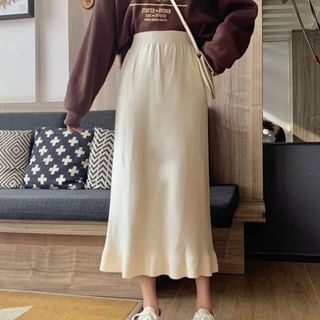 High Rise Knit Mermaid Midi Skirt