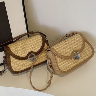 Tone Crossbody Bag Straw Flap Two