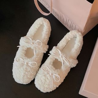 Hidden Wedge Jane Fleece Mary Bow Shoes