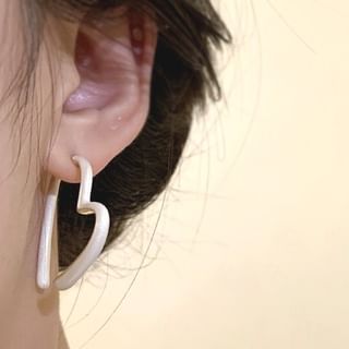 Heart Open Earring Alloy Glaze Hoop