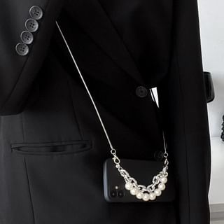 Faux Pearl Strap / Alloy Lanyard Phone Case