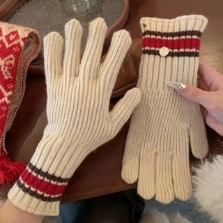 Knit Color Block Gloves