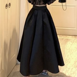 Lace Crop Top with A-Line Maxi Skirt Set