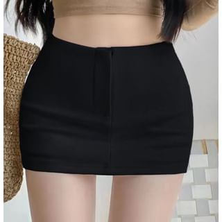 Skirt Mini Waist Plain High Pencil