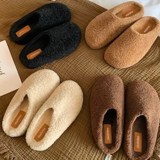 Platform Fleece Mules Plain