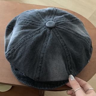 Distressed Denim Newsboy Cap Washed