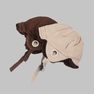 Embroidered Knit Cartoon Hat Trapper