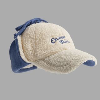 Embroidered Lettering Cap Earflap Baseball