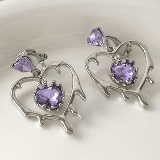 Drop Earring 925 Heart Silver Sterling