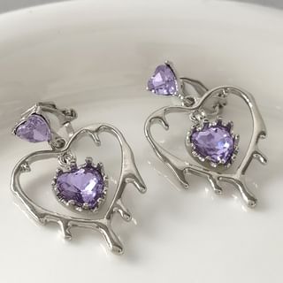 Drop Earring 925 Heart Silver Sterling