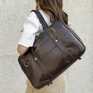 Tote Leather Faux Pocketed Bag