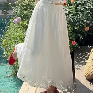 Off-Shoulder Ruffle Top & Maxi Skirt Set