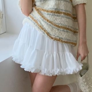 Frill Trim Mini A-Line Skirt with High Rise
