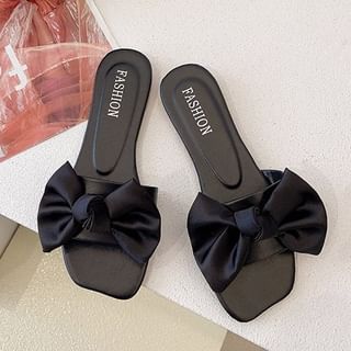 Bow Slide Satin Sandals