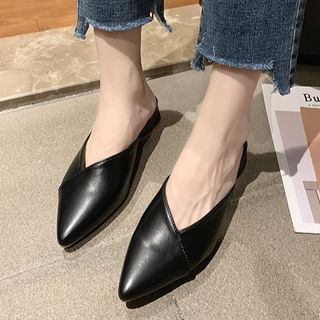 Mules Pointed Toe Leather Faux