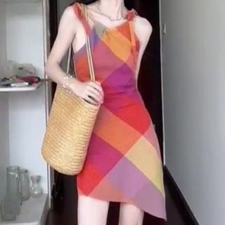 Spaghetti Strap Plaid Mini Sundress