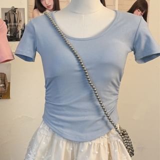 U-Neck Lace Panel Crop Top