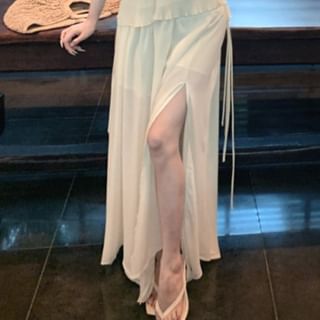 Halter Knotted Tank & Slit Maxi Skirt Combo