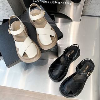 Leather Faux Sandals Platform