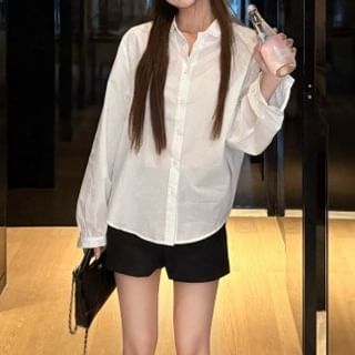 Long-Sleeve Plain Lace Trim Shirt & Trench Jacket