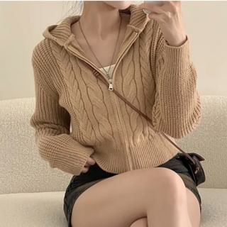 Hooded Zip-Up Cardigan
