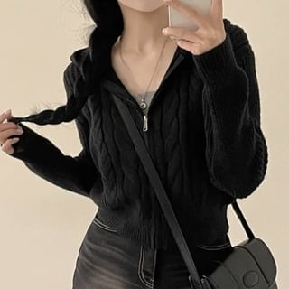 Hooded Zip-Up Cardigan