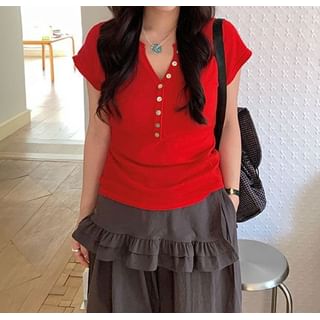 Slim-Fit Notch Neck Short-Sleeve Tee