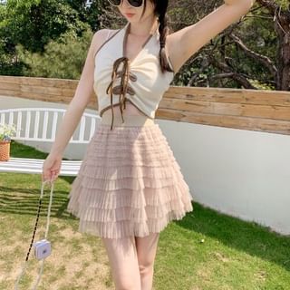 Mid Rise Mini Tiered Skirt - Altfashion Shop