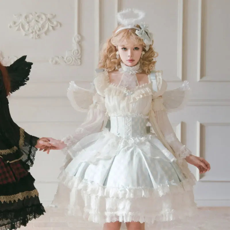 Kawaii Aesthetic Y2K Cute Fairy Lolita Angle Dress Set MK Kawaii Store