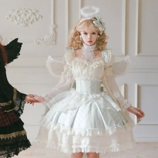 Kawaii Aesthetic Y2K Cute Fairy Lolita Angle Dress Set MK Kawaii Store