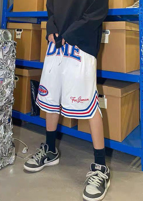 Waist Summer Blue Shorts Print Basketball Loose Elastic Men