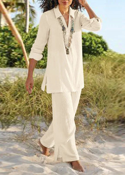 Pants Natural And Wide Khaki Shirt Collar Two Leg Pan Peter