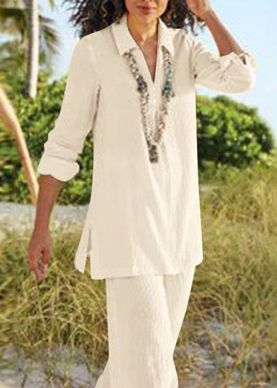 Pants Natural And Wide Khaki Shirt Collar Two Leg Pan Peter