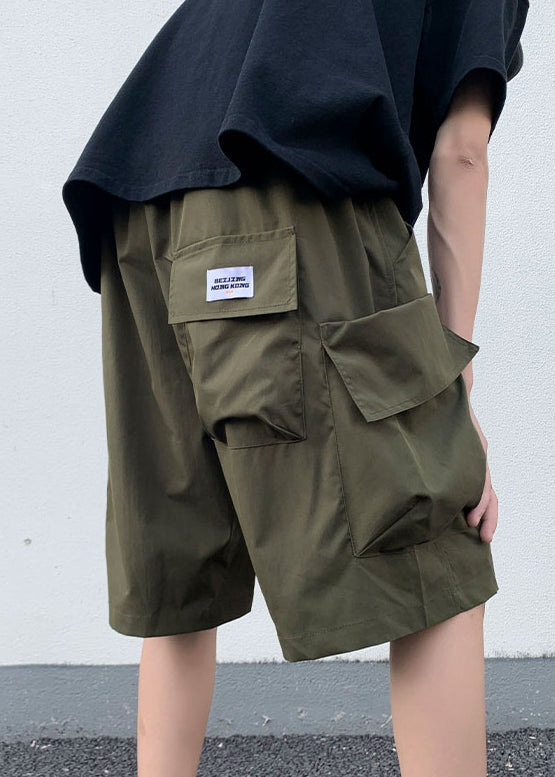 Mens Elastic Cotton Shorts Waist Black Summer Pockets New