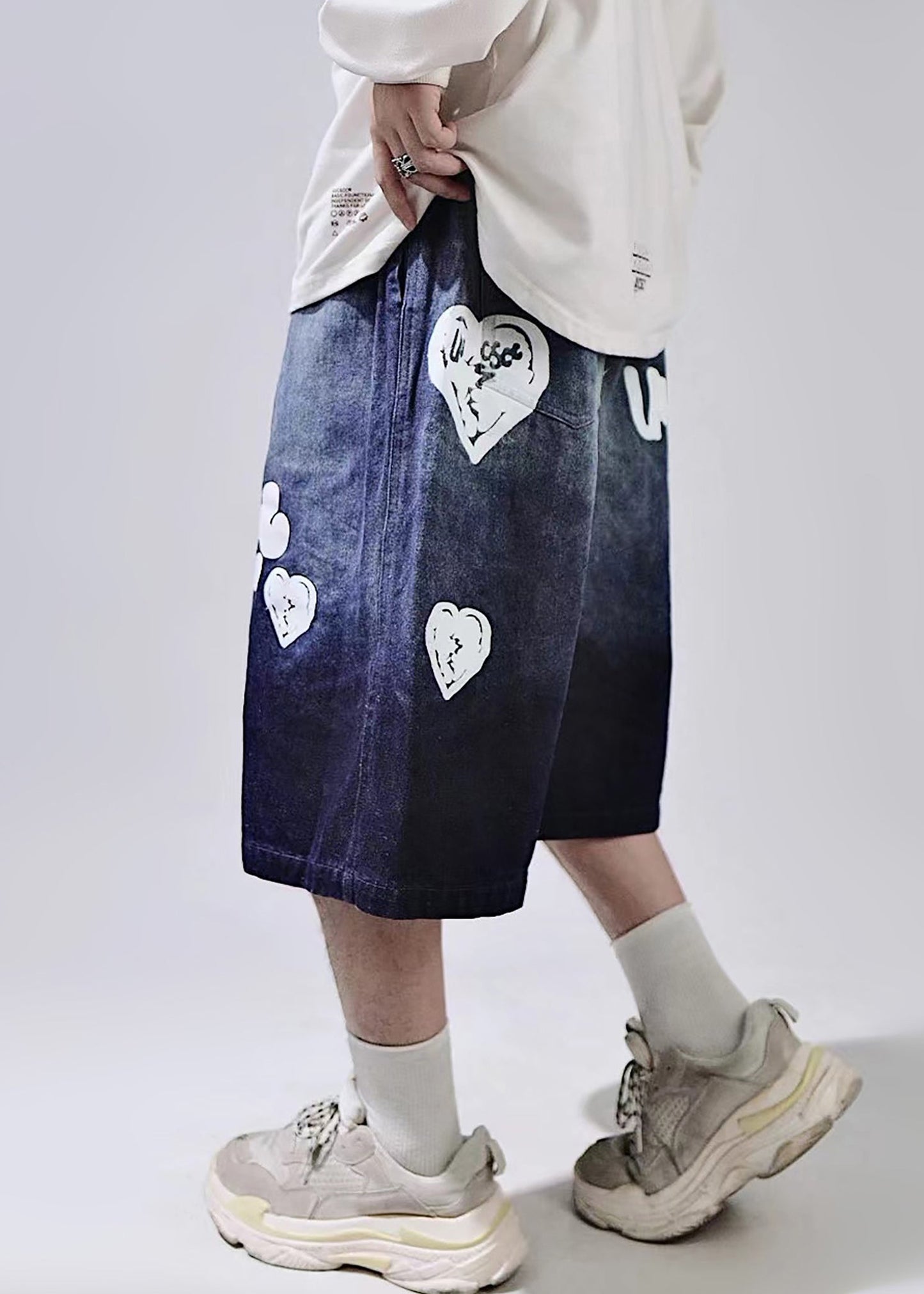 Mens Elastic Print Waist Summer Up Shorts Blue Lace New