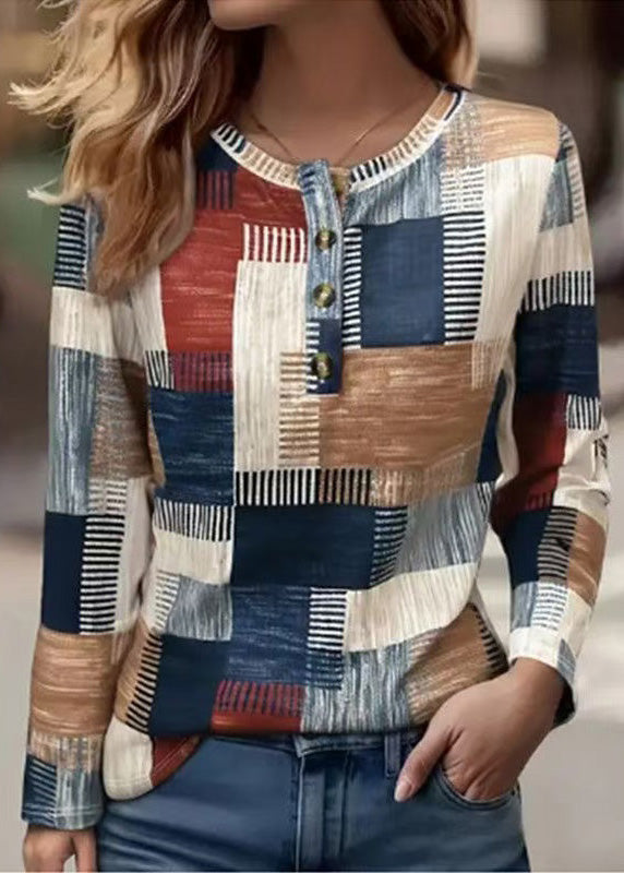 T-Shirt Cotton Printed Long New Sleeves Casual