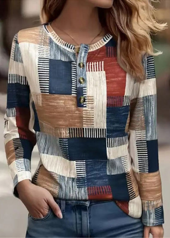 T-Shirt Cotton Printed Long New Sleeves Casual