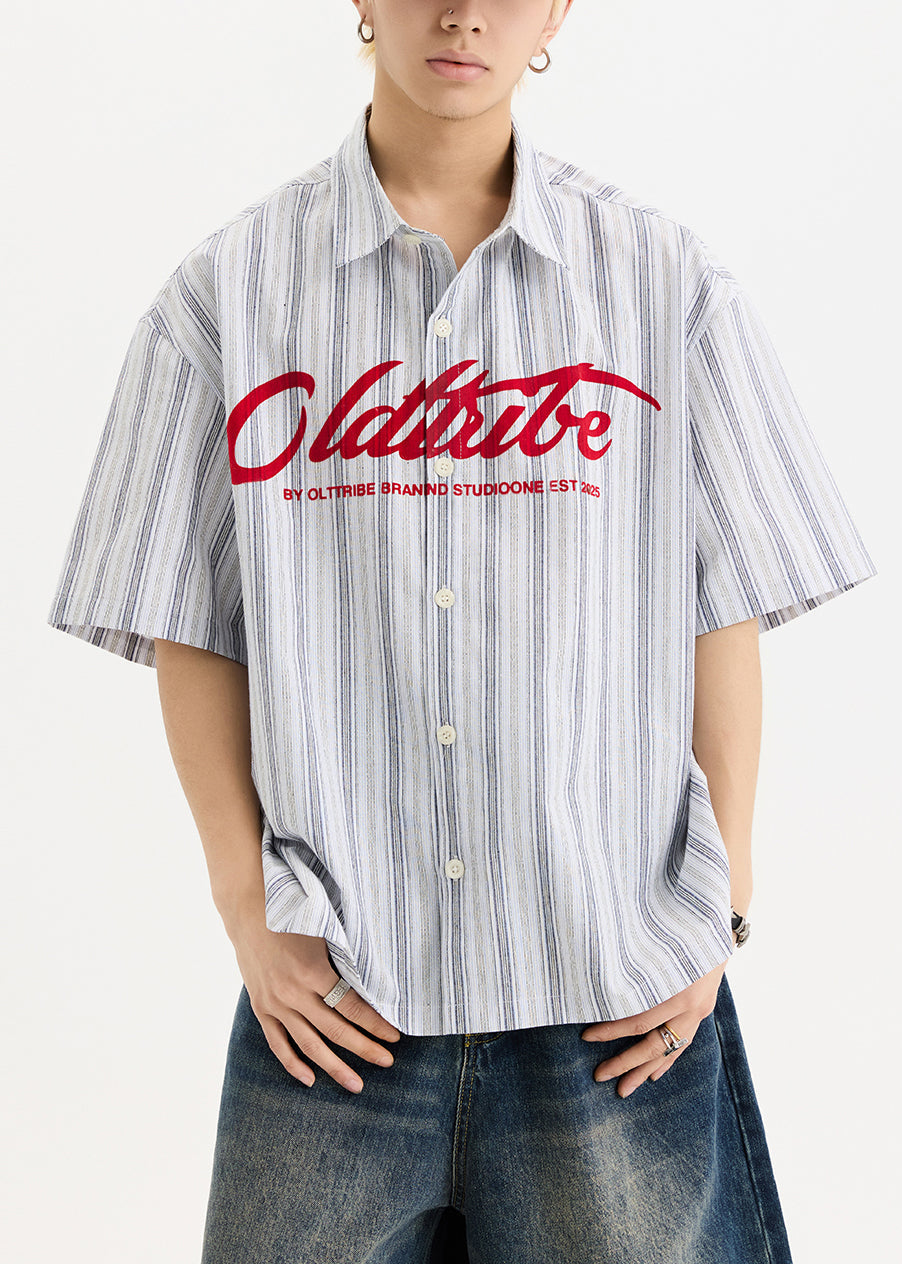 Sleeve Cotton White New Print Button Oversized Shirts Men Half