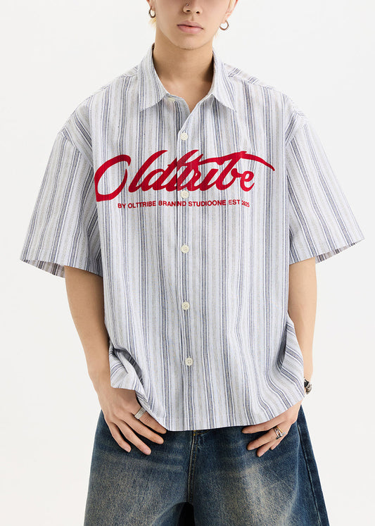 Sleeve Cotton White New Print Button Oversized Shirts Men Half