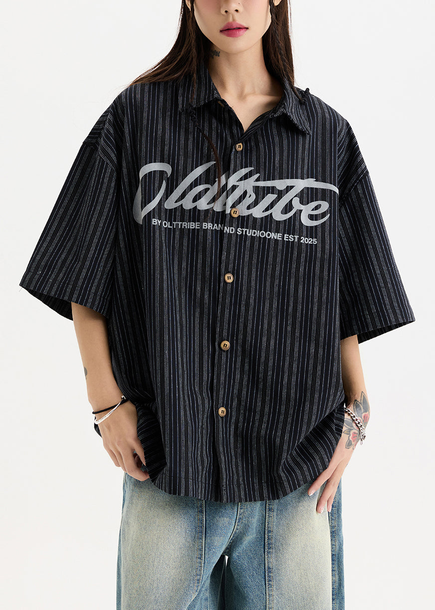 Sleeve Cotton White New Print Button Oversized Shirts Men Half