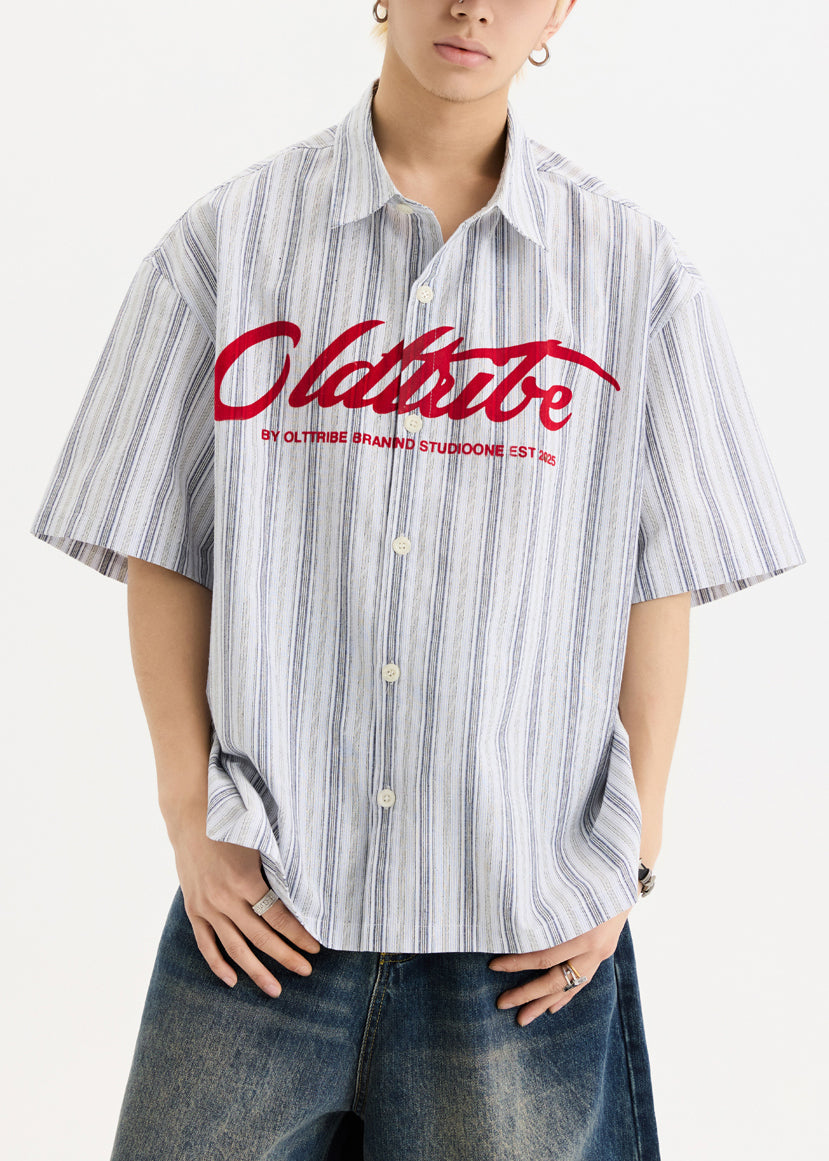 Sleeve Cotton White New Print Button Oversized Shirts Men Half