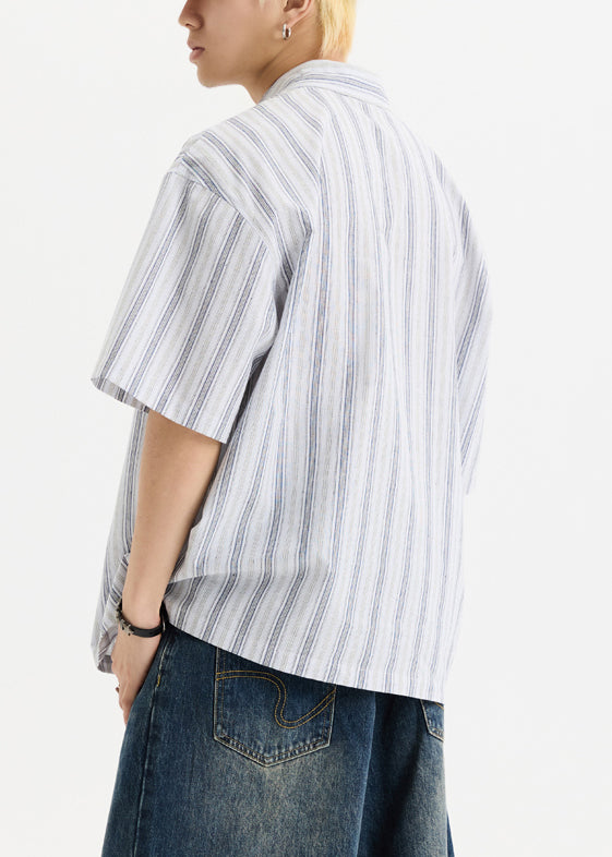 Sleeve Cotton White New Print Button Oversized Shirts Men Half