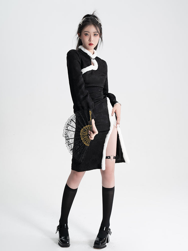 Sweet Black Red Fluffy Dragon Outfit ON814 ONI