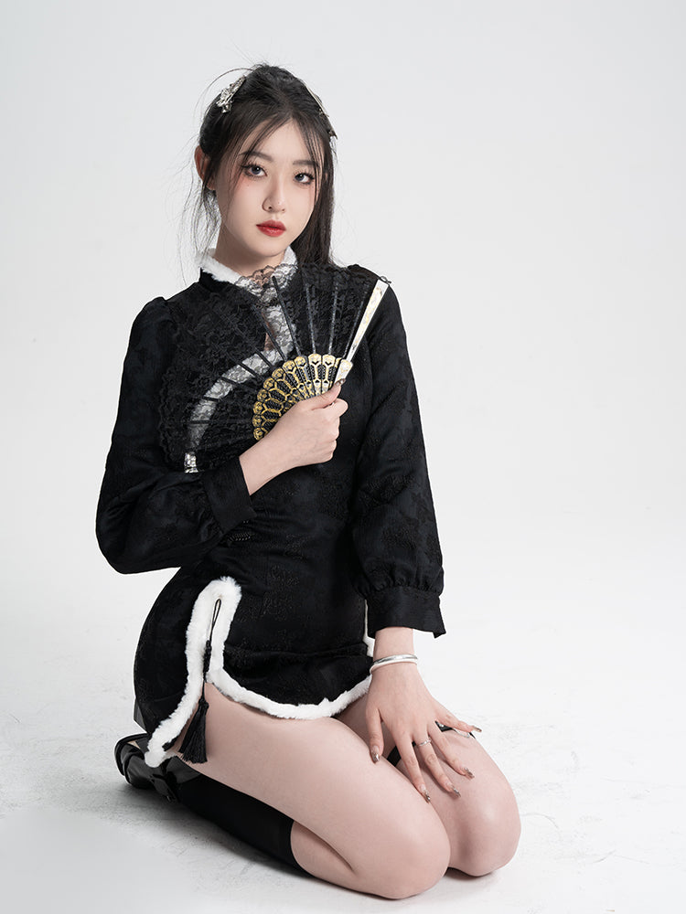 Sweet Black Red Fluffy Dragon Outfit ON814 ONI