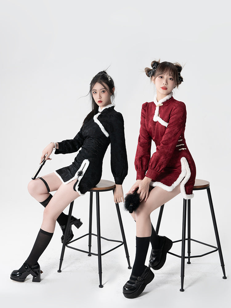 Sweet Black Red Fluffy Dragon Outfit ON814 ONI